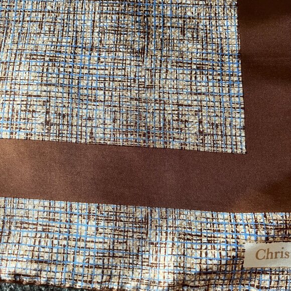 Vintage Christian Dior Silk Scarf Handkerchief - Square 18x18 inches Brown - Picture 4 of 15